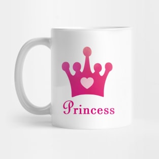 Princess with a Pink Crown and Heart in a Purple Background Mug